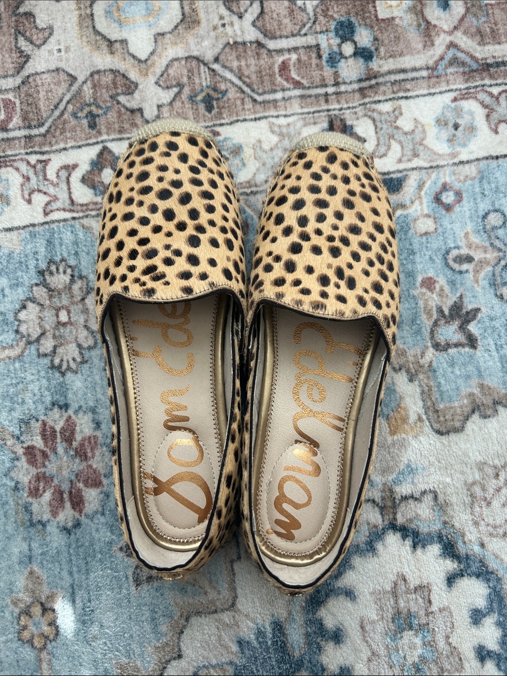 Sam Edelman Cheetah Print Slip-On Flats in Tan and Black
